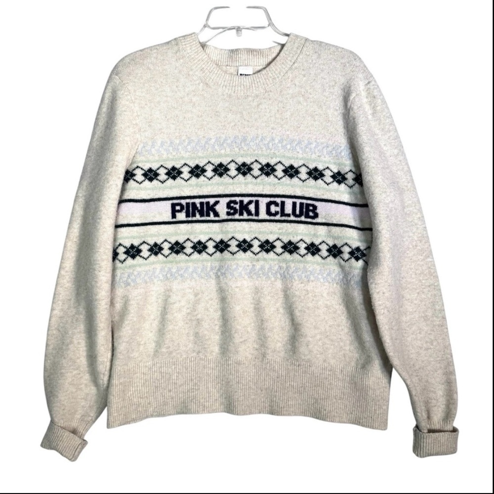 Victoria’s Secret PINK SKI CLUB Fair Isle Sweater Women Sz Large